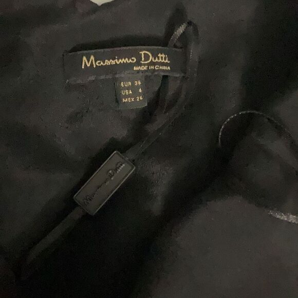 Massimo Dutti Black Maxi Dress Slip On Side Slits Spaghetti Straps Size 4 US - Picture 4 of 6